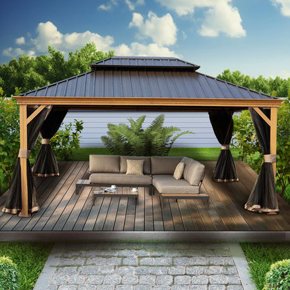 Gazebo 12-Ft X 10-Ft Hardtop Roof Aluminum Gazebo (Screen Included)