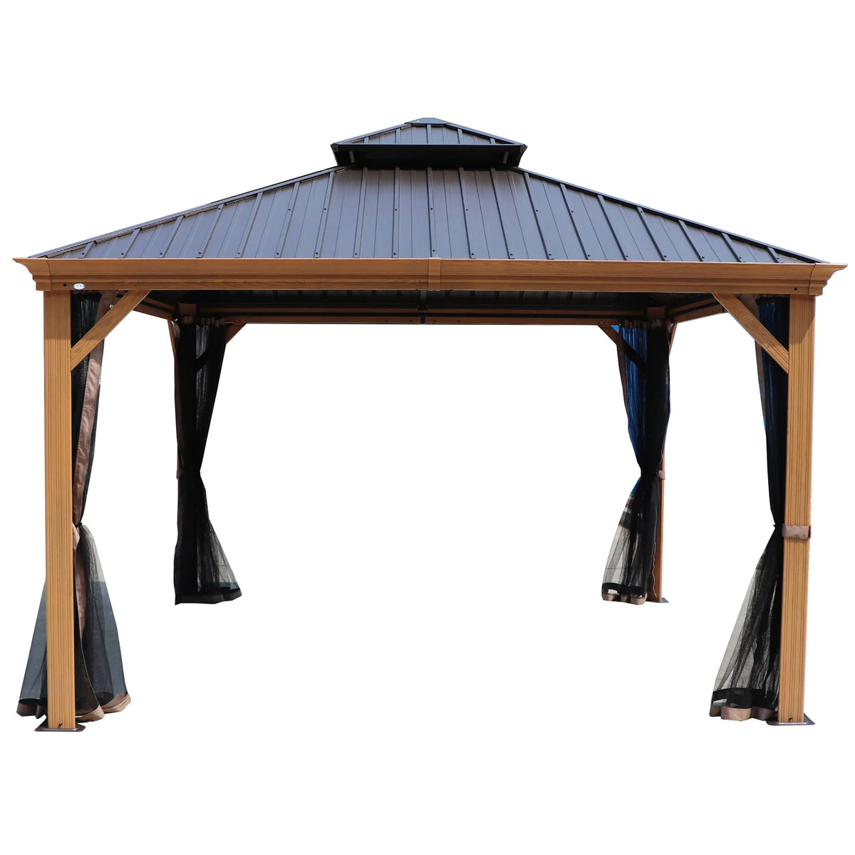 Gazebo 12-Ft X 10-Ft Hardtop Roof Aluminum Gazebo (Screen Included)