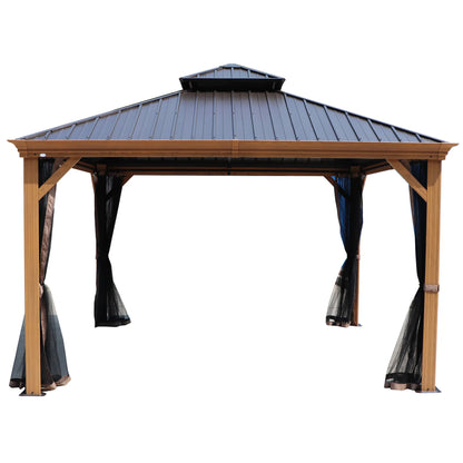 Gazebo 12-Ft X 10-Ft Hardtop Roof Aluminum Gazebo (Screen Included)