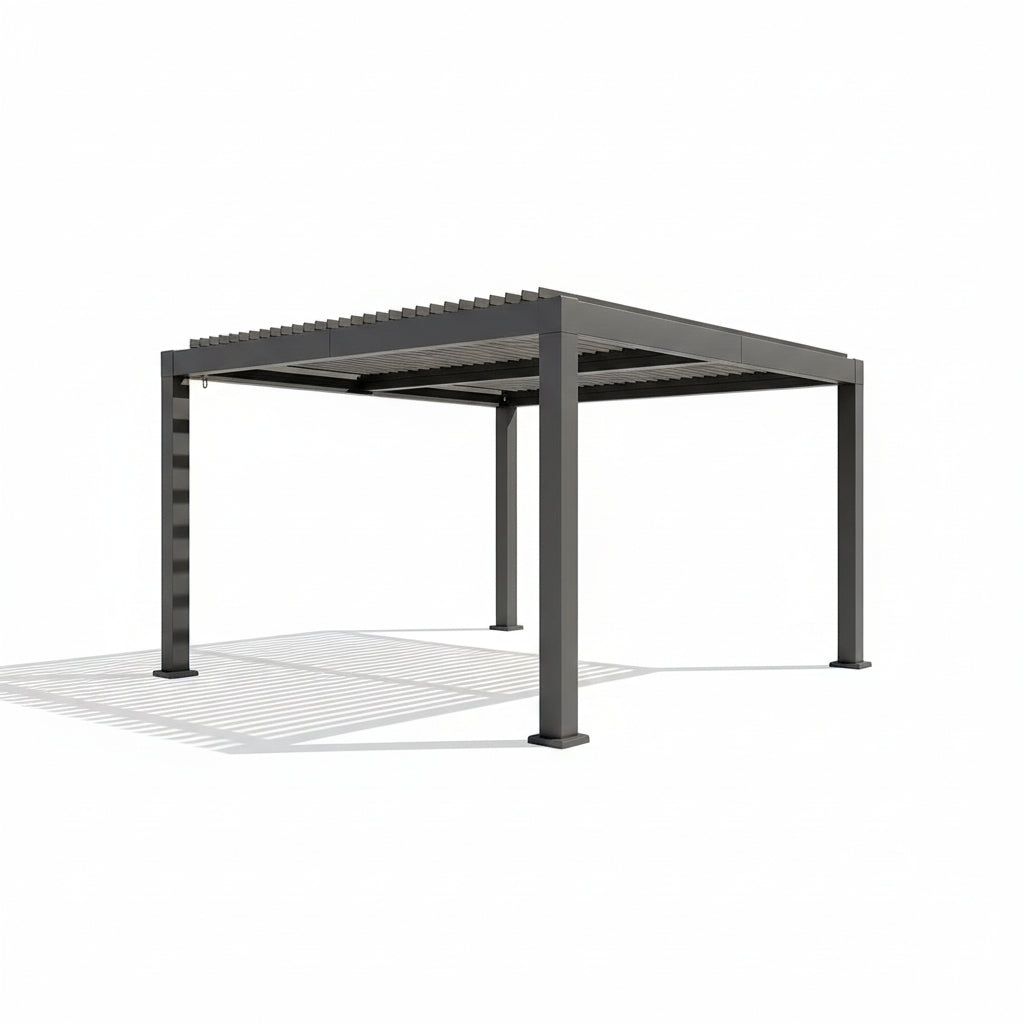 All-Aluminum Louvered Pergola 12 Ft X 24 Ft, Outdoor Pergola with Adjustable Louvered Roof, Reinforced Aluminum Frame, Integrated Drainage System, Hardtop Gazebo for Patio, Deck, Gray