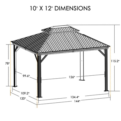 Gazebo 12-Ft X 10-Ft Hardtop Roof Aluminum Gazebo (Screen Included)
