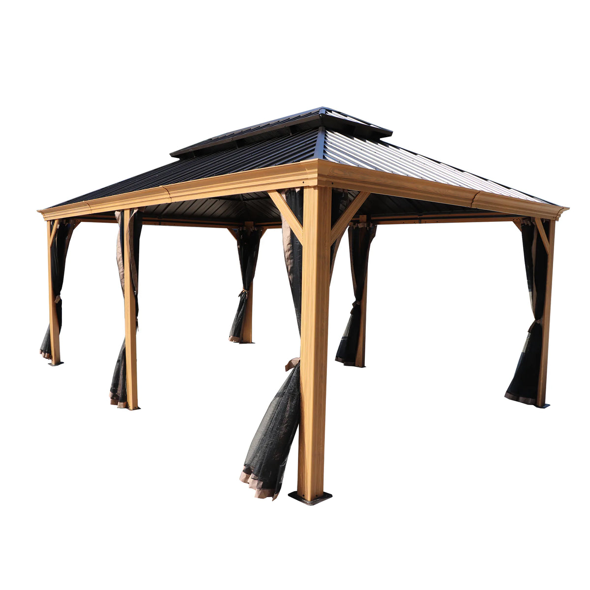 Gazebo 12-Ft X 10-Ft Hardtop Roof Aluminum Gazebo (Screen Included)