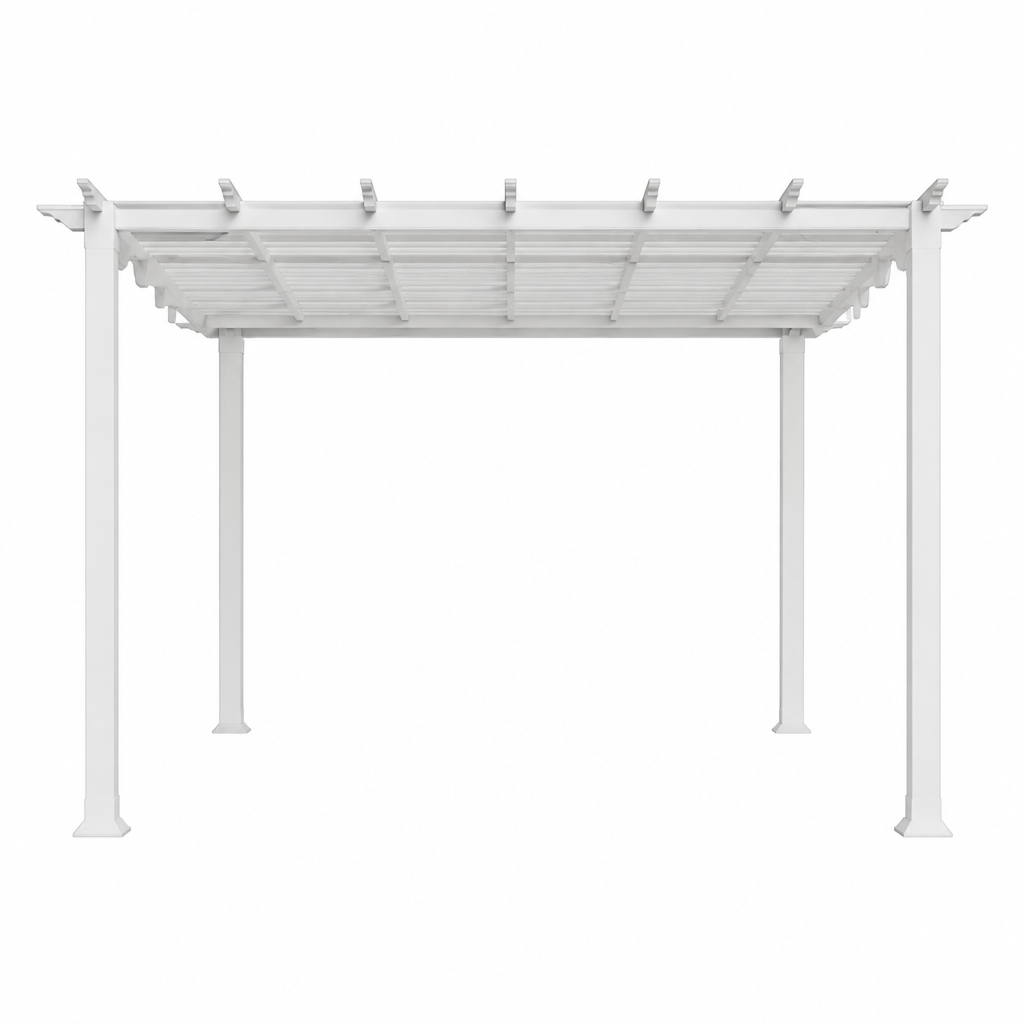 Florence 11 Ft. X 11 Ft. Aluminum Pergola in White Finish and White Canopy